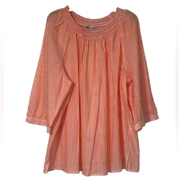Catherines Tops - Catherine’s Plus Size 2X Orange stripe 3/4 Sleeve Top